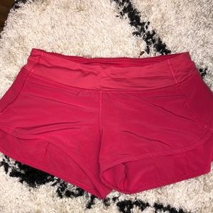 Pink Lululemon speed up shorts